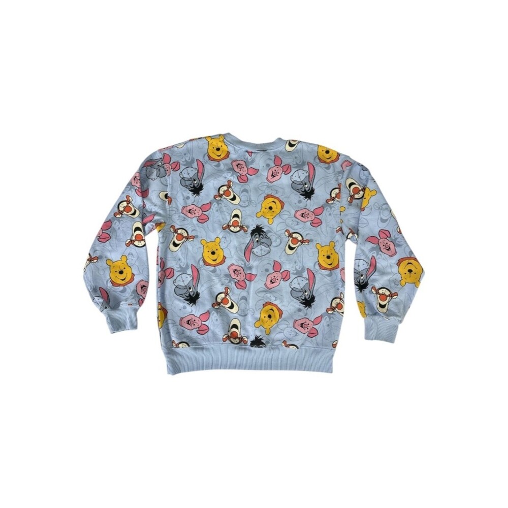 Disney Winnie the Pooh All Over Print Sweatshirt S 4-6 Blue Cozy Pullover - Picture 3 of 5